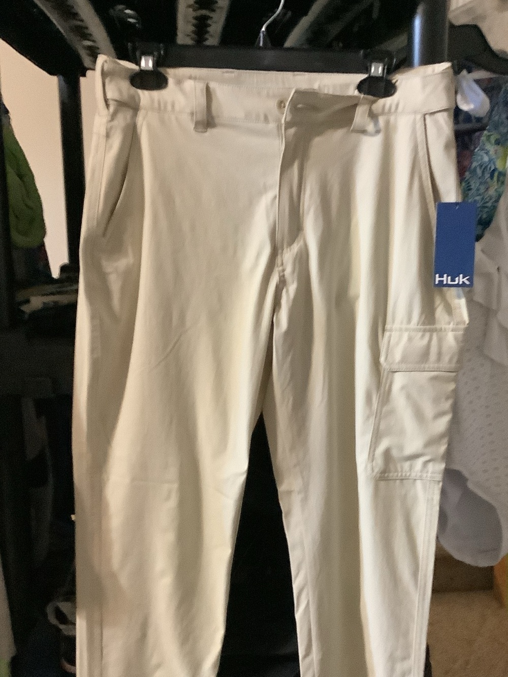 Huk Cream Utility Fishing Pants with side pocket